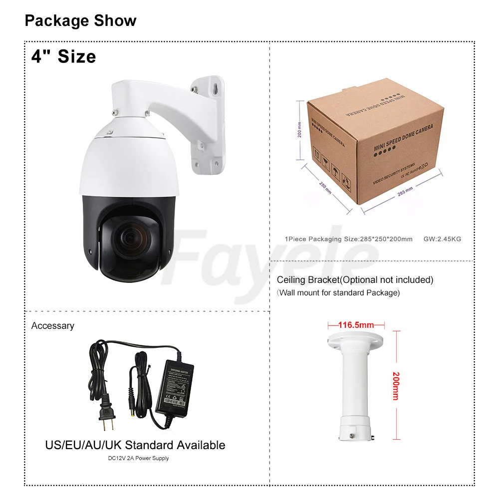 Наружная CCTV Безопасность 4 &quotМини 2MP 5MP PTZ камера аудио в HD 1080P скоростная