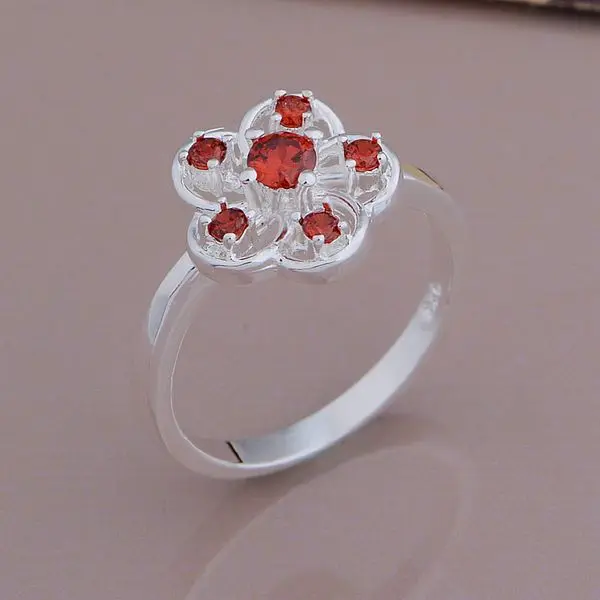 Женское и мужское кольцо из серебра 925 пробы с красным камнем | Украшения
