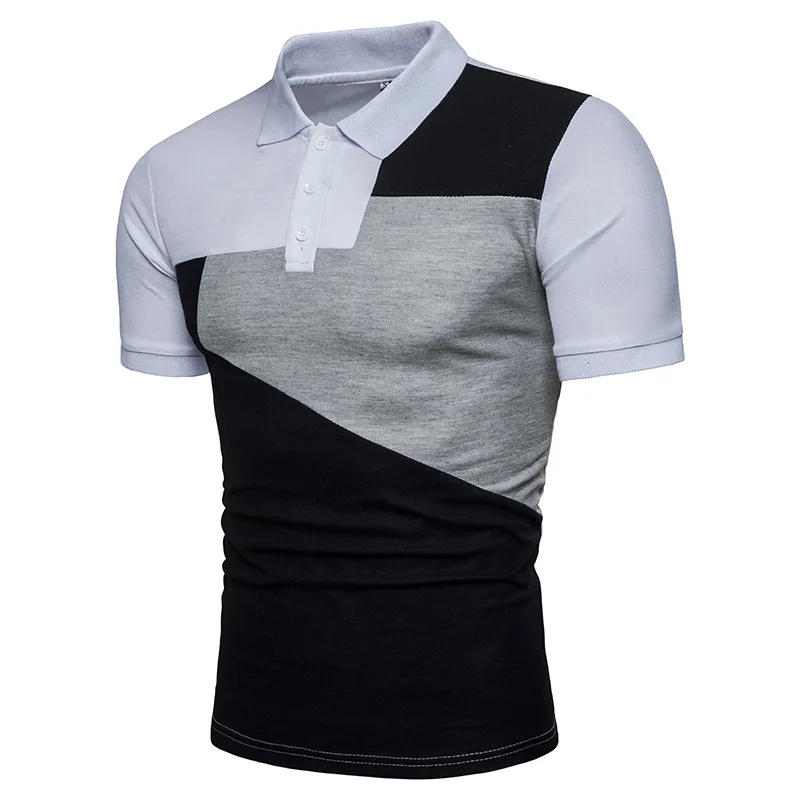

2018 New casual polo shirt men summer breathable fashion 3 colors patchwork slim short sleeved POLO Shirt dress EU/US size S-XXL