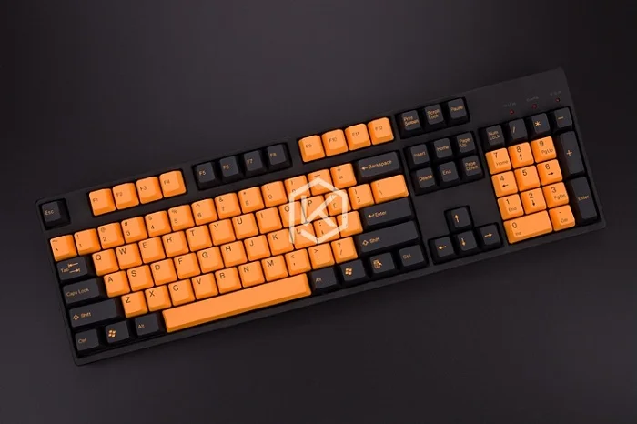 Keycaps blackorgange Taihao pbt, двойные брелки для самостоятельной сборки, игровая механическая клавиатура, цвет: черный, оранжевый, голубой, Радужный светильник, серый - Цвет: Keycaps blackorgange