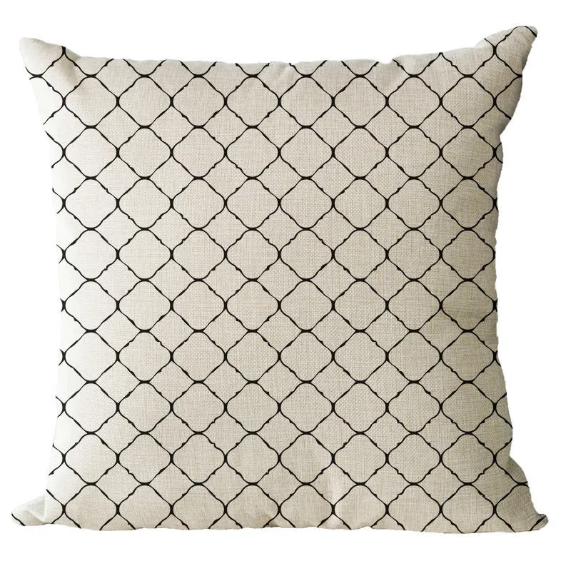 Vintage Simple Cotton Linen Pillowcase Cover Chair Waist and Seat Square Black white Geometry Cushion Home Decorative | Дом и сад