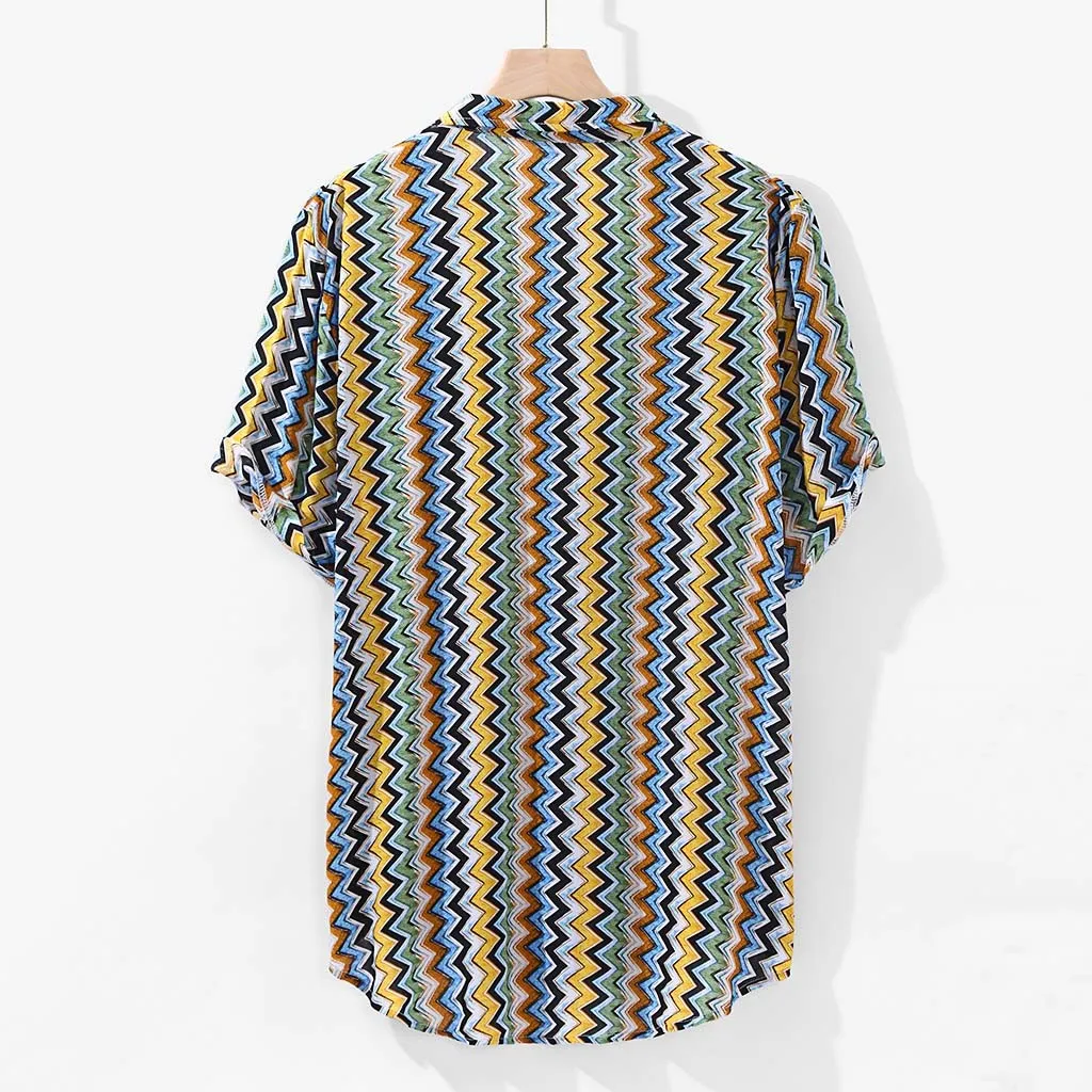 Womail, фирменная новинка, camisas, Пляжная рубашка для мужчин, гавайская рубашка, для пляжа, отдыха, модная, волнистая, в полоску, рубашка для тропического моря, гавайская рубашка