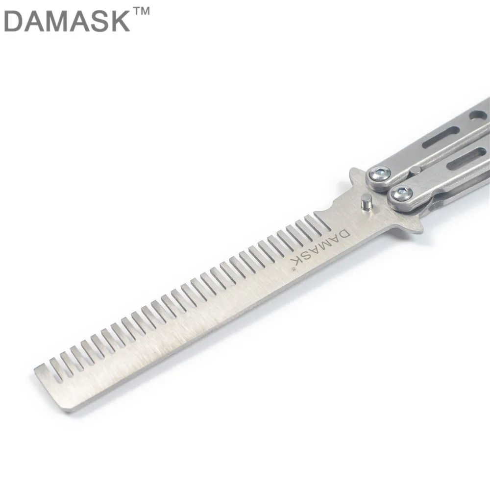 DAMASK без края тупое лезвие расческа Бабочка нож из нержавеющей стали складной