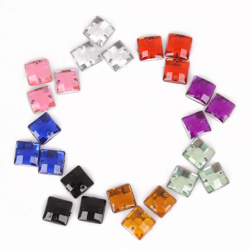 100 шт. квадратные акриловые бусины 10*10 мм|rhinestone sew|flatback rhinestonesrhinestone sew on |