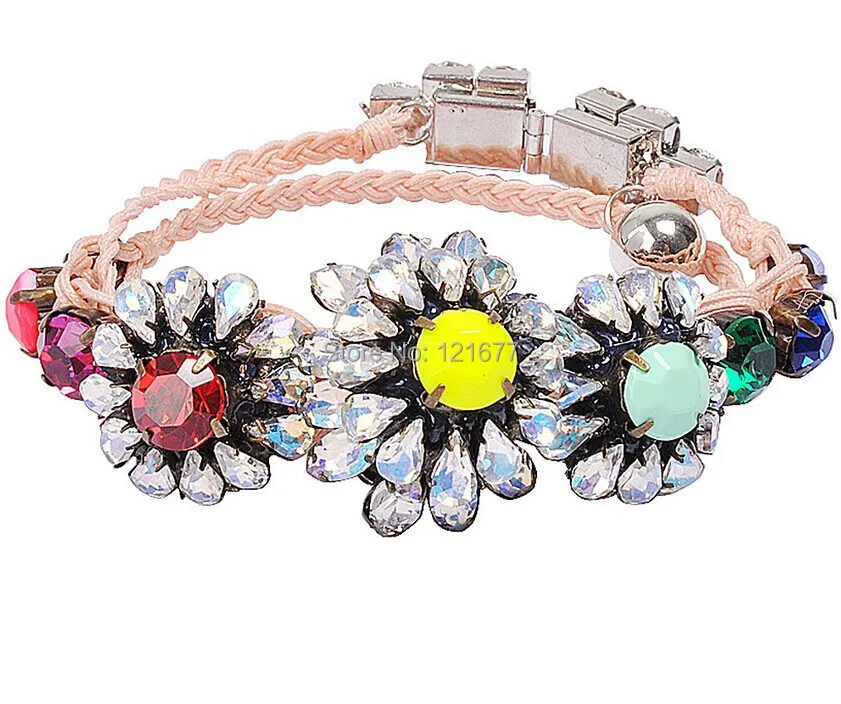 Модный Роскошный трикотажный браслет со стразами винтажный ручной работы из