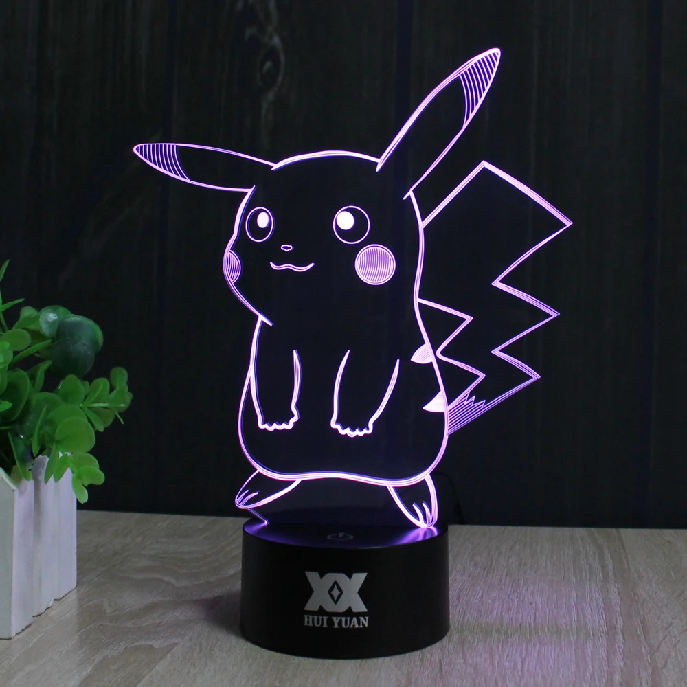 Крутой Пикачу 3D лампа Покемон мультфильм светодиодный ночник 7 цветов Новинка USB Рождественское украшение на стол для дома лампа игрушка-подарок для детей