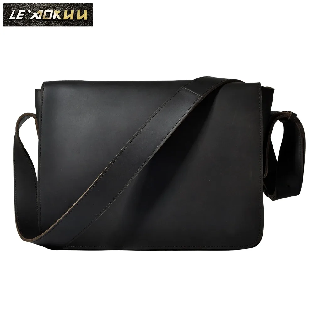 Crazy Horse Leather Male Design Casual College Shoulder Messenger Crossbody bag Fashion Laptop Satchel School Book 3164d |