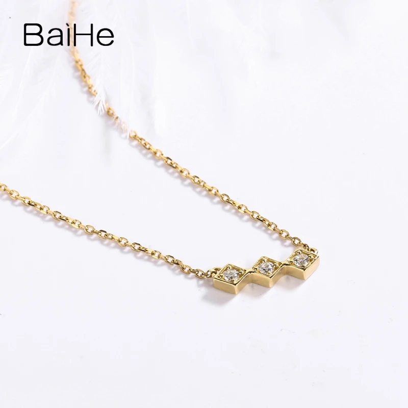 BAIHE однотонное 18K желтое золото 0.06CT H/SI натуральные бриллианты свадебные женские
