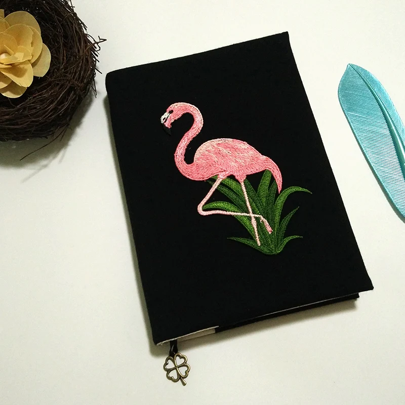 Flamingo Original Cloth Embroidery Hand Book A5 Notebook Thick Travel Journal Notebook Creative Gifts