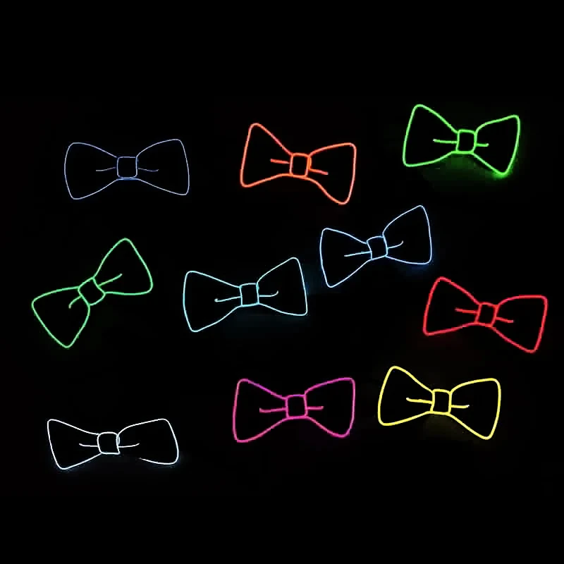 Модные мужские LED EL Wire галстук светящийся Неоновый мигающий свет бабочка для