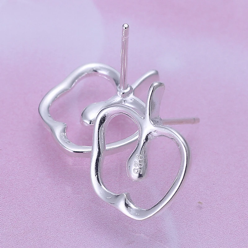 Женские серьги-гвоздики в виде яблока из серебра 925 пробы | Украшения и аксессуары