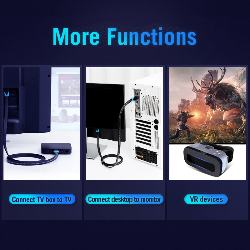 Кабель Vention HDMI 2,0 3D 2160P кабель HDMI 1,5 м 2 м 5 м 3 м 10 м 15 м с Ethernet HDMI адаптер для HDTV ЖК-проектора HDMI 4K кабель
