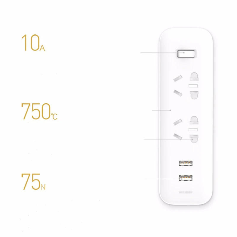 Умный удлинитель Xiaomi Mijia 2 розетки Usb 5 В 1 А|Электрические вилки| |