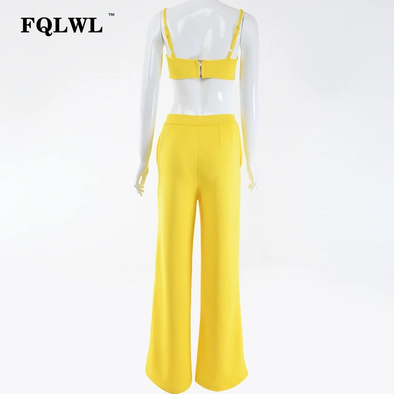 Женский Облегающий комбинезон FQLWL желтый красный без бретелек комплект из двух