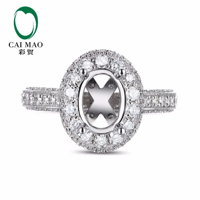 CaiMao овальной огранки Semi Mount кольцо настройки и 0.92ct АЛМАЗ 14 к белое золото обручальное кольцо с драгоценными камнями ювелирные изделия