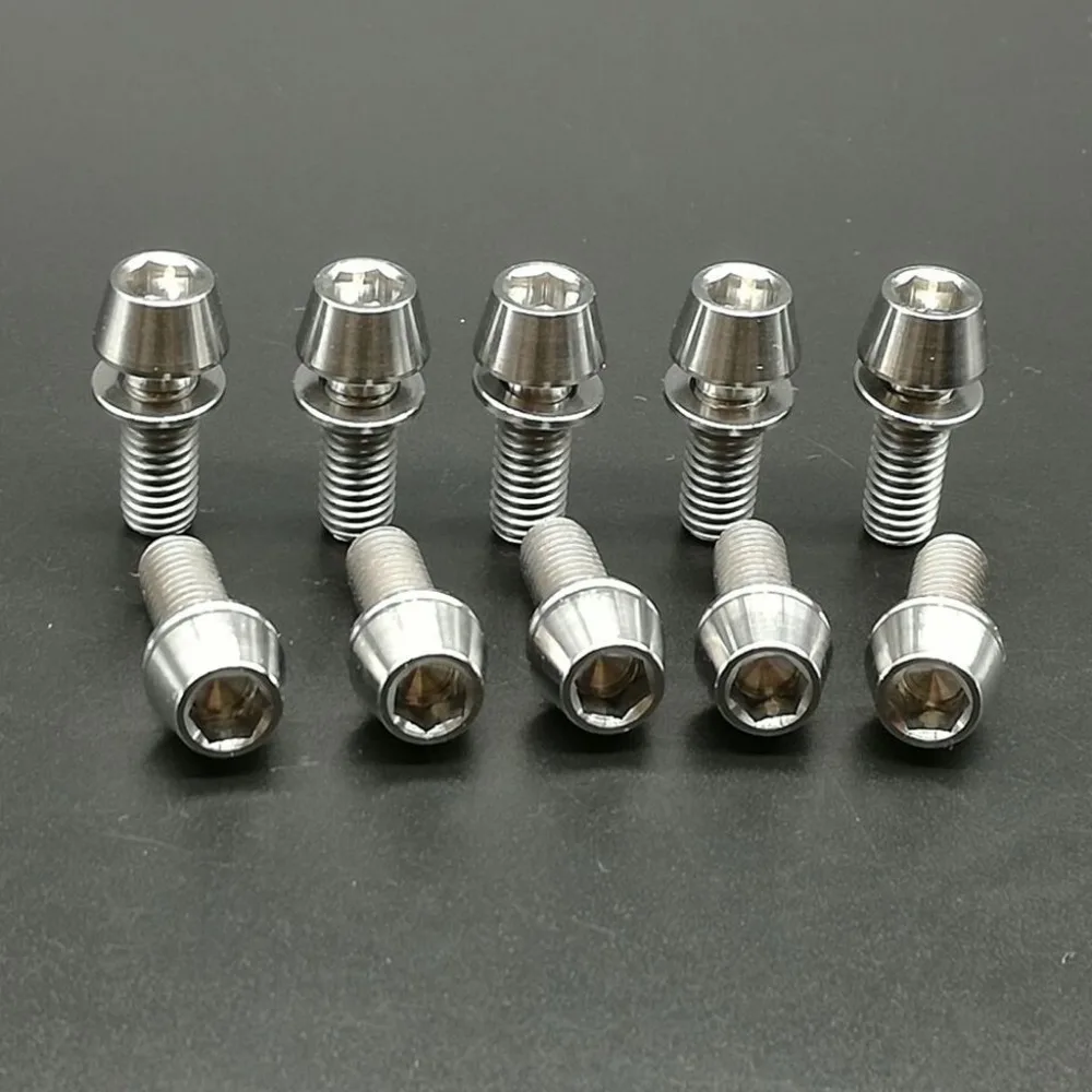 

10pcs M6x16mm Titanium Ti Bolt Taper Allen Head With Titanium Washers