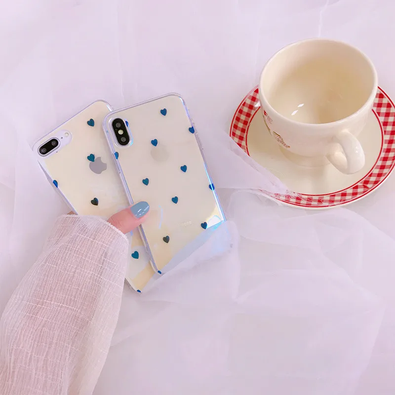 Милый арт Rerto Love Heart прозрачный корейский чехол для телефона iPhone 7 Puls 6 S 8 X Xs Чехлы