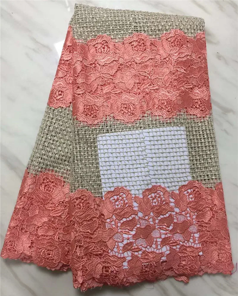 Новая гипюровая кружевная ткань Африканская 2019 высокое качество кружева бисером