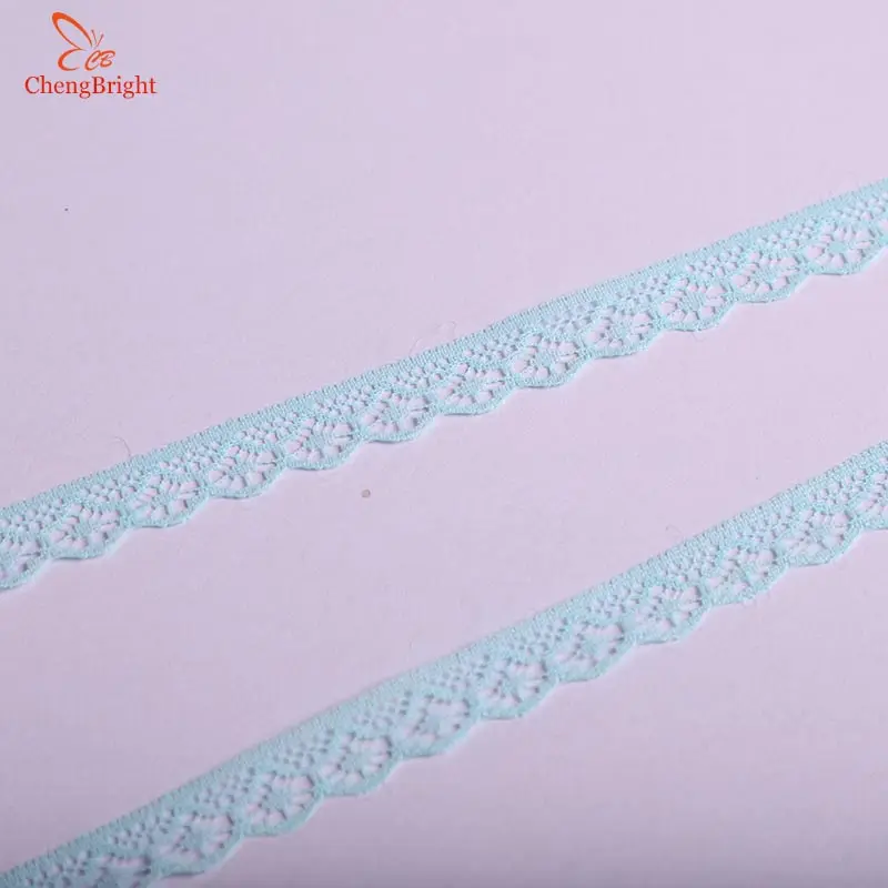 Fluorescent green ChengBright 10 ярдов кружевная лента 14 мм ширина кружевная отделка Ткань DIY вышитые кружева отделка для швейных аксессуаров Африканское кружево - Цвет: Fluorescent green