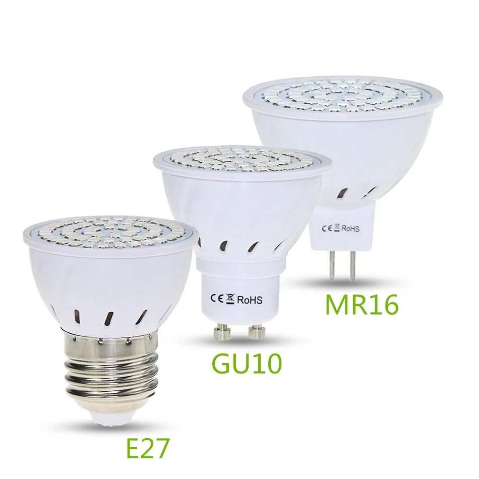 36 светодиодов 54 светодиодов 72leds 220 В завод растет свет E27 GU10 MR16 полный спектр красный+ синий растут светильник led для внутреннего или рабочего растения