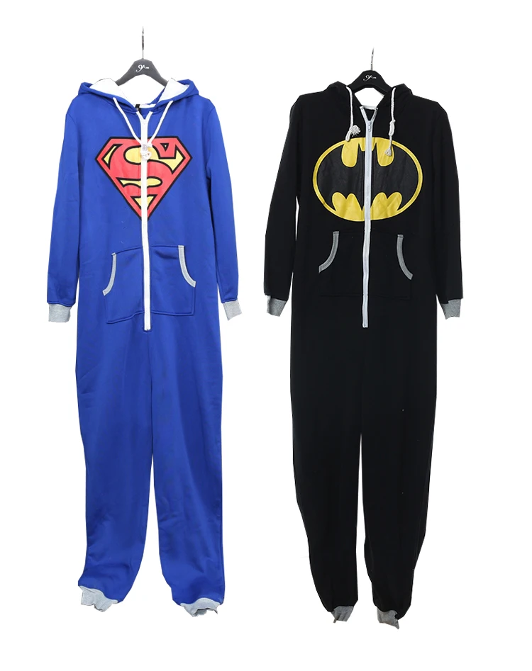 Европейские Размеры взрослый Бэтмен Супермен молния спереди все в Одна деталь