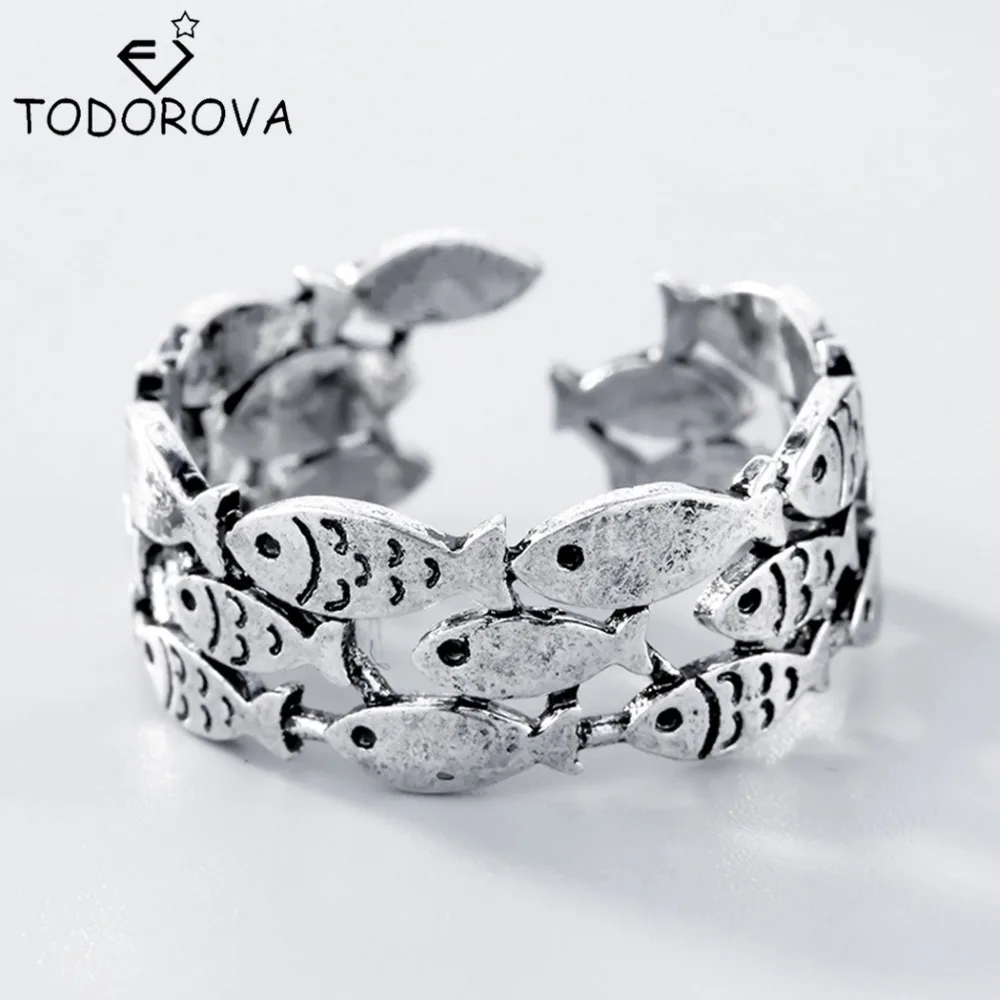 

Todorova Fish Rings for Women Adjustable Wedding Ring Fashion jewelry Girls Gift
