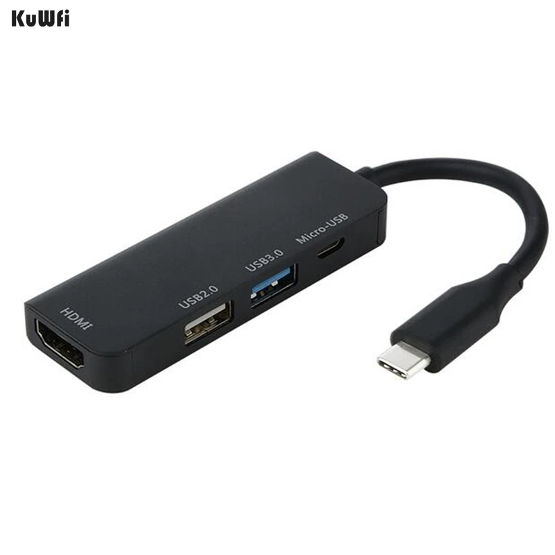 

KuWFi Tpye-C HUB to Micro USB 3.0 2.0 HDMI Thunderbolt 4 Port Splitter Adapter Type-C Compatible for MacBook Pro Samsung huawe
