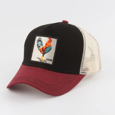 cock black red Новая бейсбольная Кепка с вышивкой волка, мужская и женская бейсболка в стиле хип-хоп, летняя кепка с дышащей сеткой - Цвет: cock black red