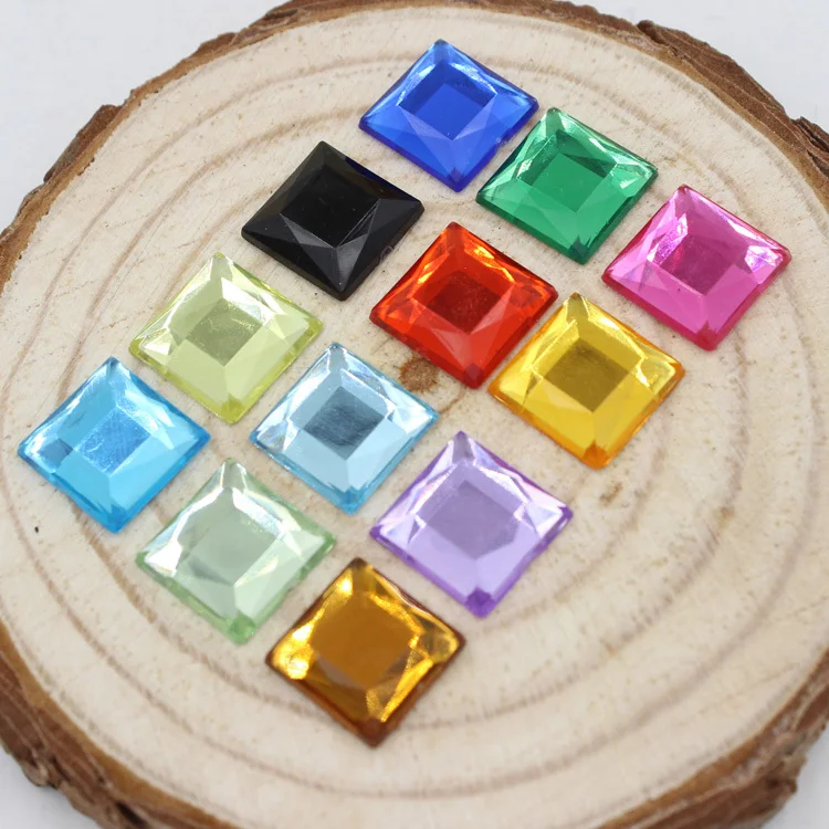 Free Shipping High Quality 50Pcs 12mm Many Colors Square Flat Back Acrylic Rhinestone For DIY Decoration | Украшения и аксессуары