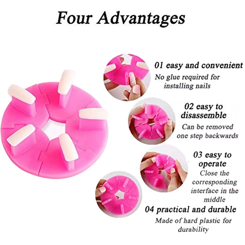 Nail Tip Training Practice Stand Frame Diy Removable Art False Tips Display Tool(Rose Red) | Красота и здоровье