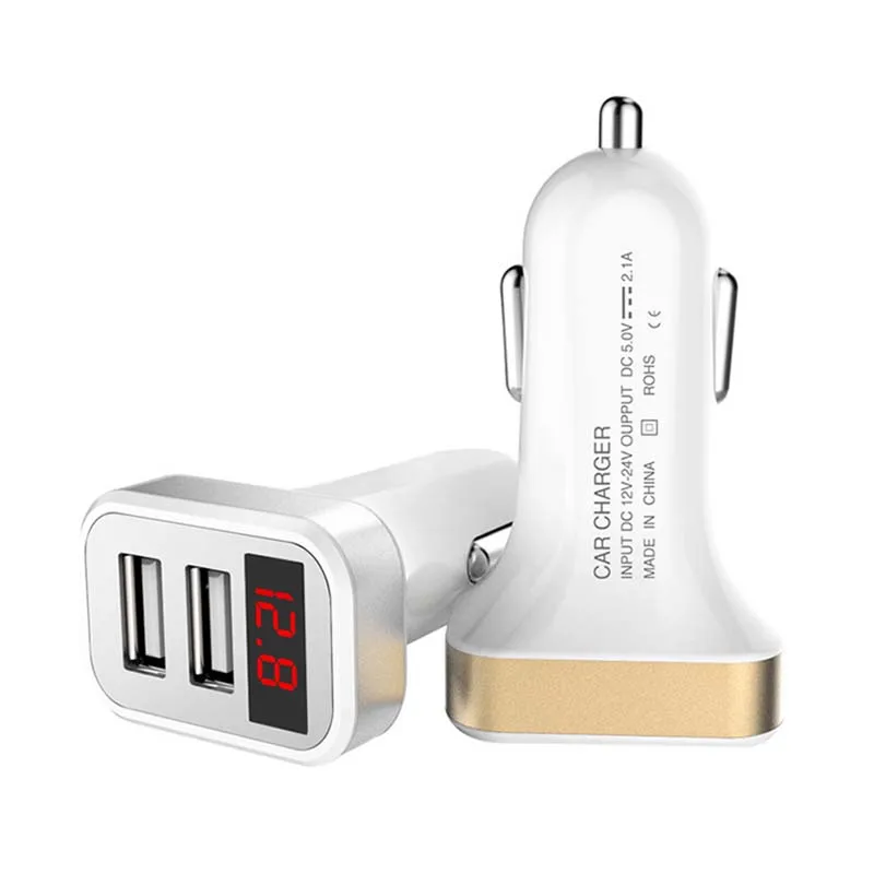 Автомобильное зарядное устройство цифровой дисплей двойной USB порт 3.1A автомобильное зарядное устройство двойной usb зарядный адаптер для iPhone iPad samsung Xiaomi телефон