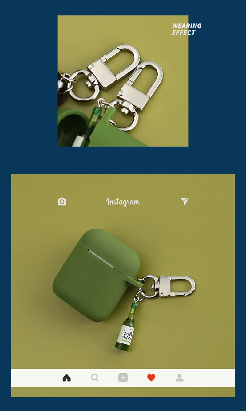 Модный декоративный силикон для бутылки вина чехол для Apple Airpods 1 2 аксессуары защитный чехол Bluetooth наушники Подарочный Брелок для ключей