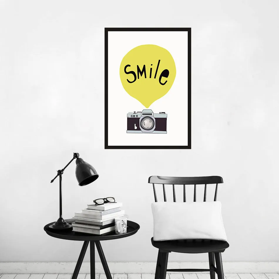 Ретро камера воздушный шар улыбка настенная живопись холст Картина маслом
