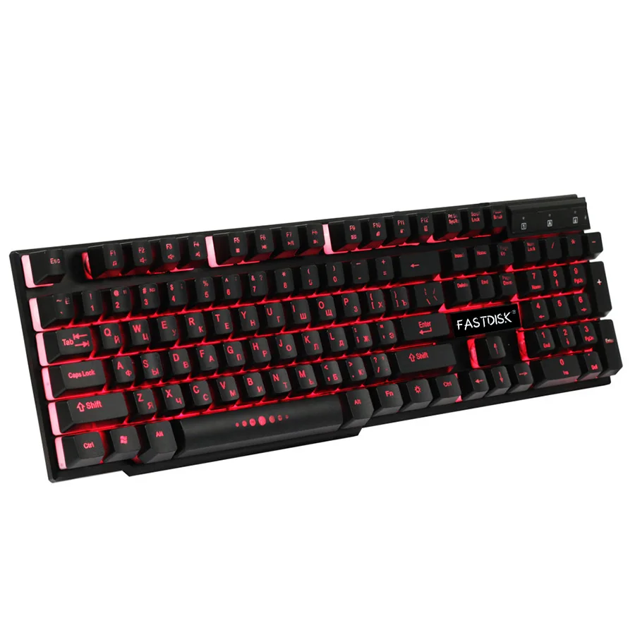 FASTDISK Русский/Английский 3 цвета подсветка игровая клавиатура Teclado геймер
