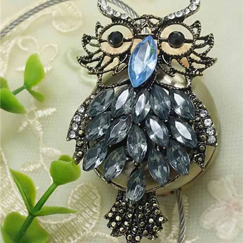 1pcs Crystal Owl Magnet Curtain Tieback Retro Magnetic Curtains Buckle Holdbacks Accessories Window Screen Clip Holder | Дом и сад
