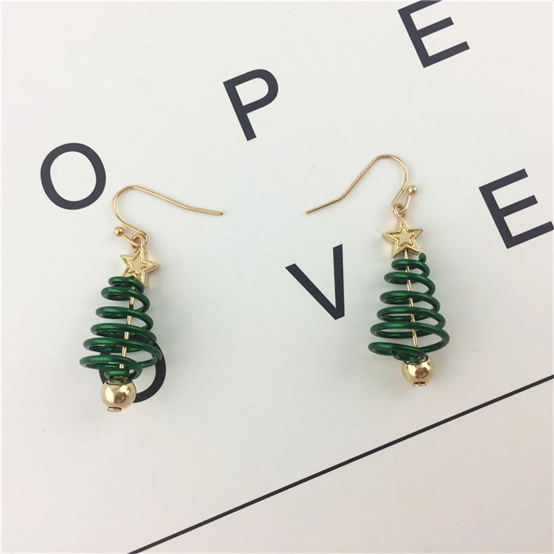 DoreenBeads висячие серьги золотого цвета зеленая Рождественская елка звезда модные