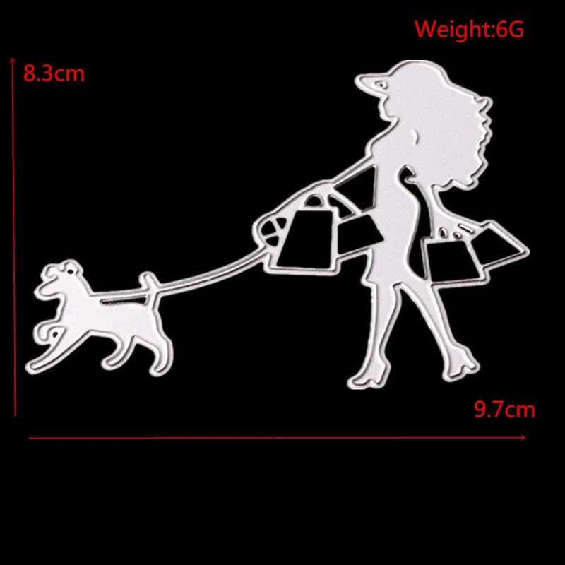 DIY Бумага искусство Тиснение Ручной нож из углеродистой стали модель Go Shopping Walk A Dog