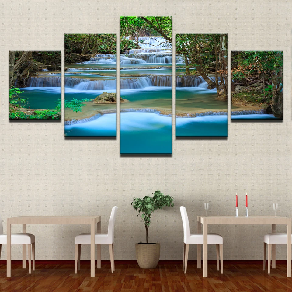 5 шт. Холст Картина Пейзаж водопада декор комнаты печати wall art|Рисование и