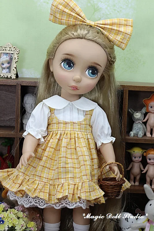 [Dy106] Новинка 2017 года 16 &quotdisyne кукольные наряды # желтый ГИРД платье и волосы лук