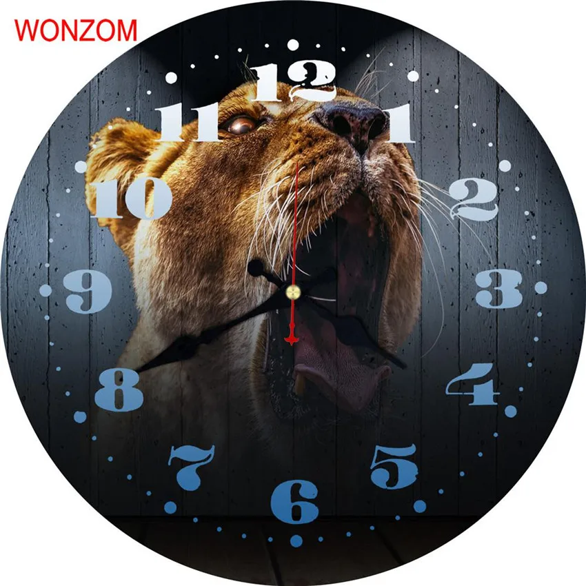 Современные большие настенные часы WONZOM с тихим тигровым тигром Настенный декор