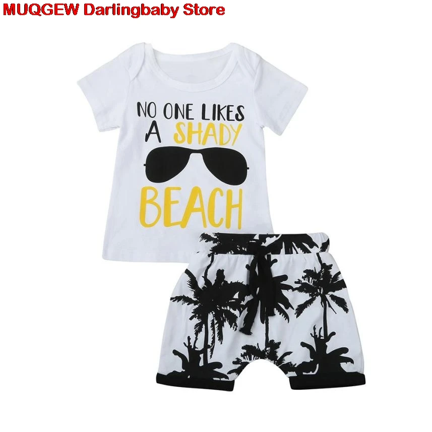 Newborn Children Clothing Kids Clothes Letter Glasses Printed T-shirt Tops Tree Pants Outfits Girls Boys | Детская одежда и обувь