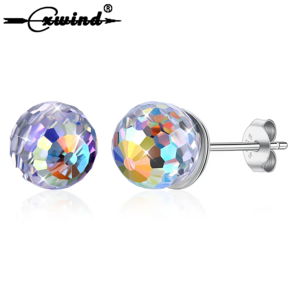 

Cxwind New Simple Earrings for Women Wedding Jewelry Stud Earring Single Round Zircon Crystal Stud Earrings for Girls