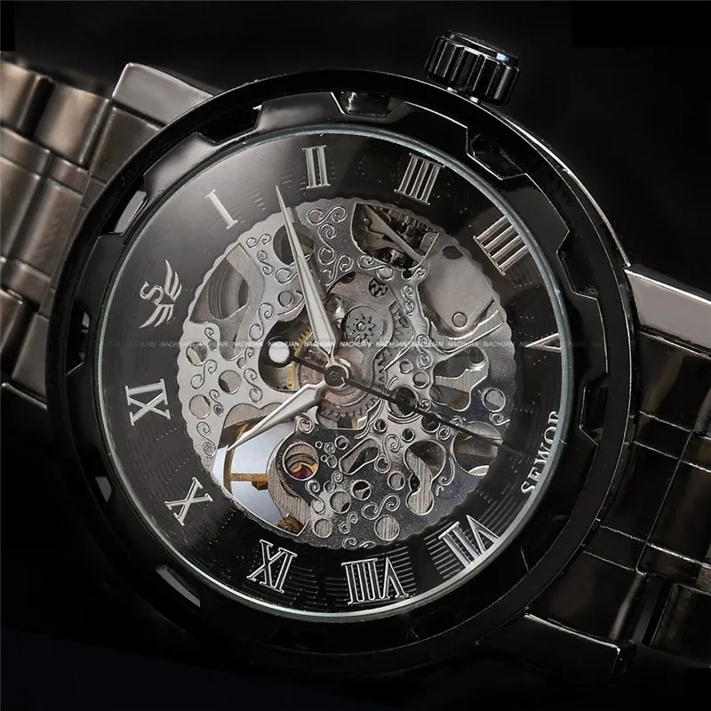 Часы мужские механические Спортивные со стальным ремешком в стиле милитари |