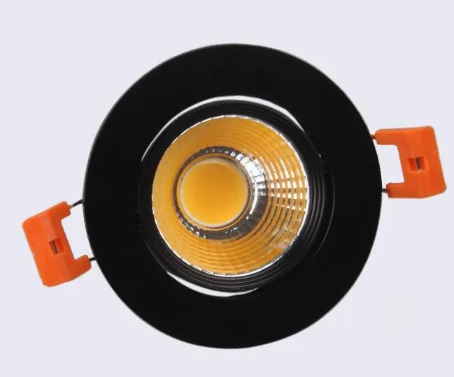 Приглушаемый Светодиодный точечный светильник утопленный COB в черном корпусе 110