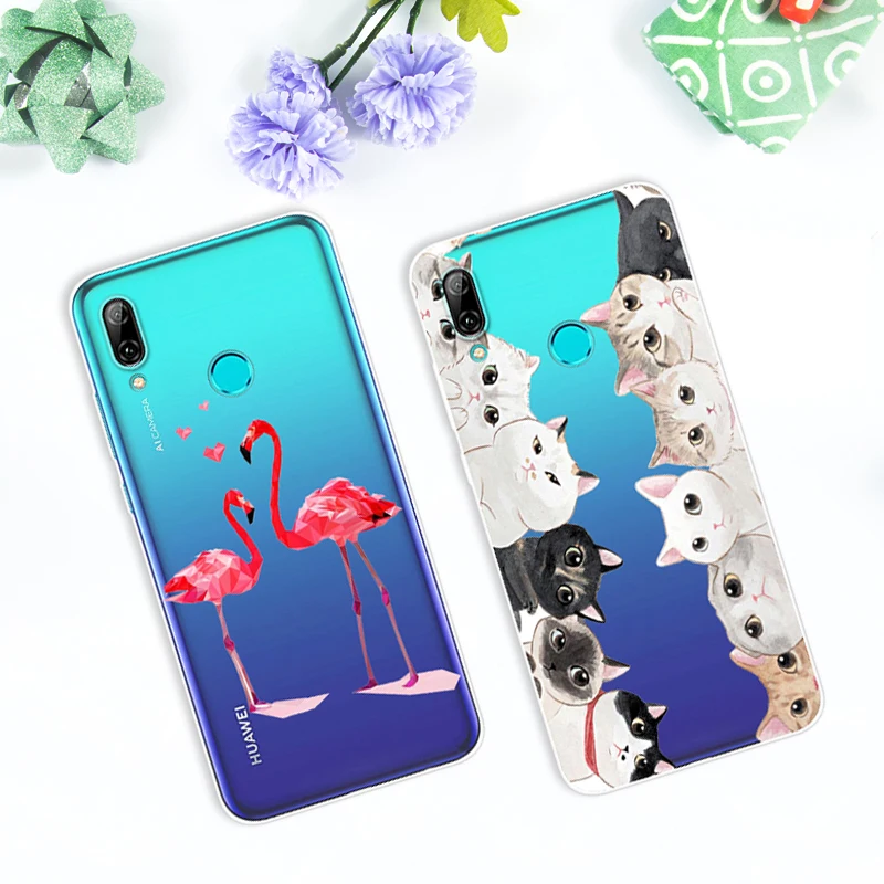 Чехол для Huawei P Smart 2019 6 21 дюймов прозрачный ТПУ с рисунком силиконовые чехлы