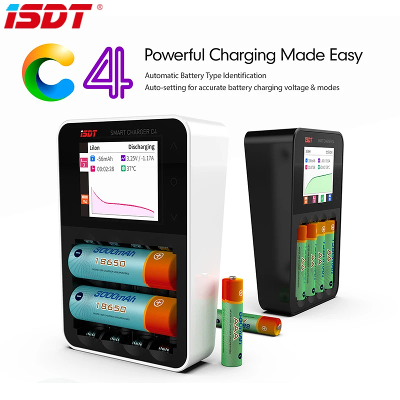 Интеллектуальное зарядное устройство ISDT C4 DC 12 24 В 8A с сенсорным экраном USB выходом
