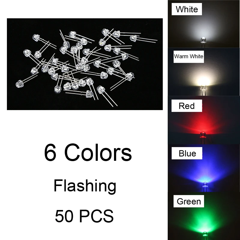 50 шт. светодиодный светодиоды 3 мм 5 urtal яркий синий Лот 6 Цвет цветная (RGB) медленное