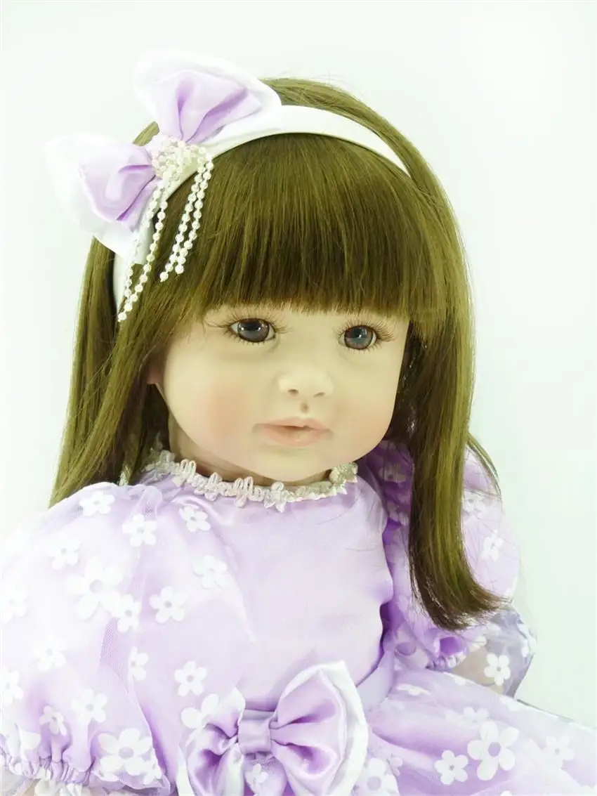 24 &quot60 см reborn babies silicone bebe alive коричневые волосы с круглым лицом Креативные Куклы