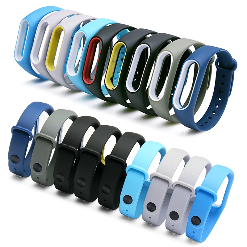 BOORUI, два цвета, mi band, 2 ремешка, силиконовый, здоровый, Pulsera, цветной, сменный, ремешок на запястье для xiaomi mi 2, smart band, 15 цветов