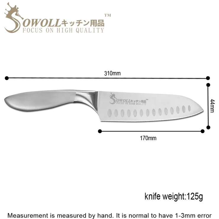 7 inch Santoku SOWOLL 7 дюймов нержавеющая сталь разделочный кухонный нож Поставки Кливер Santoku нож из нержавеющей стали Nakiri измельчитель нож для резки - Цвет: 7 inch Santoku